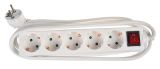 5-way Power Strip, 3m cable, with switch, white
