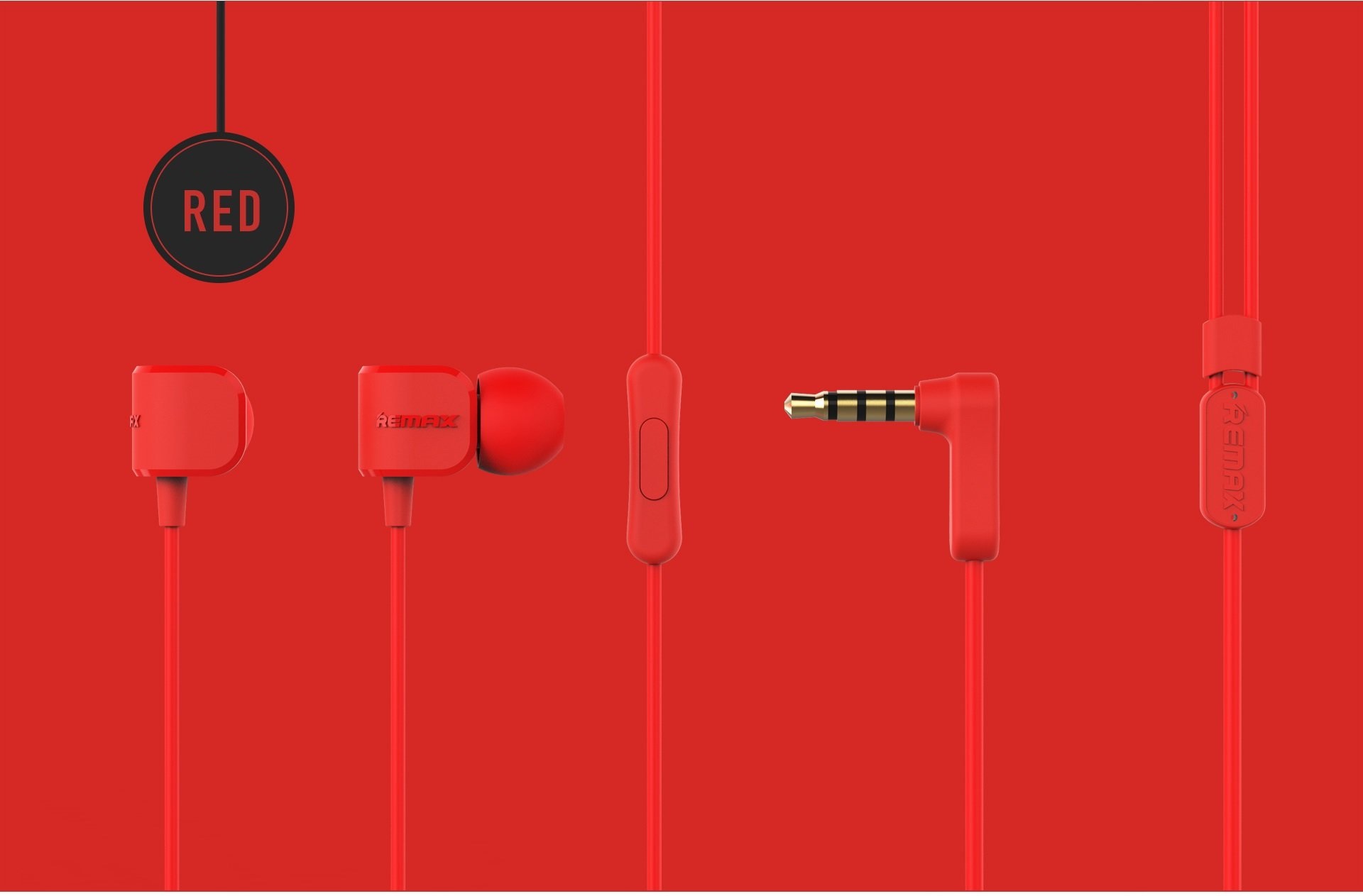 Слушалки RM-502 жак 3.5mm вграден микрофон червен