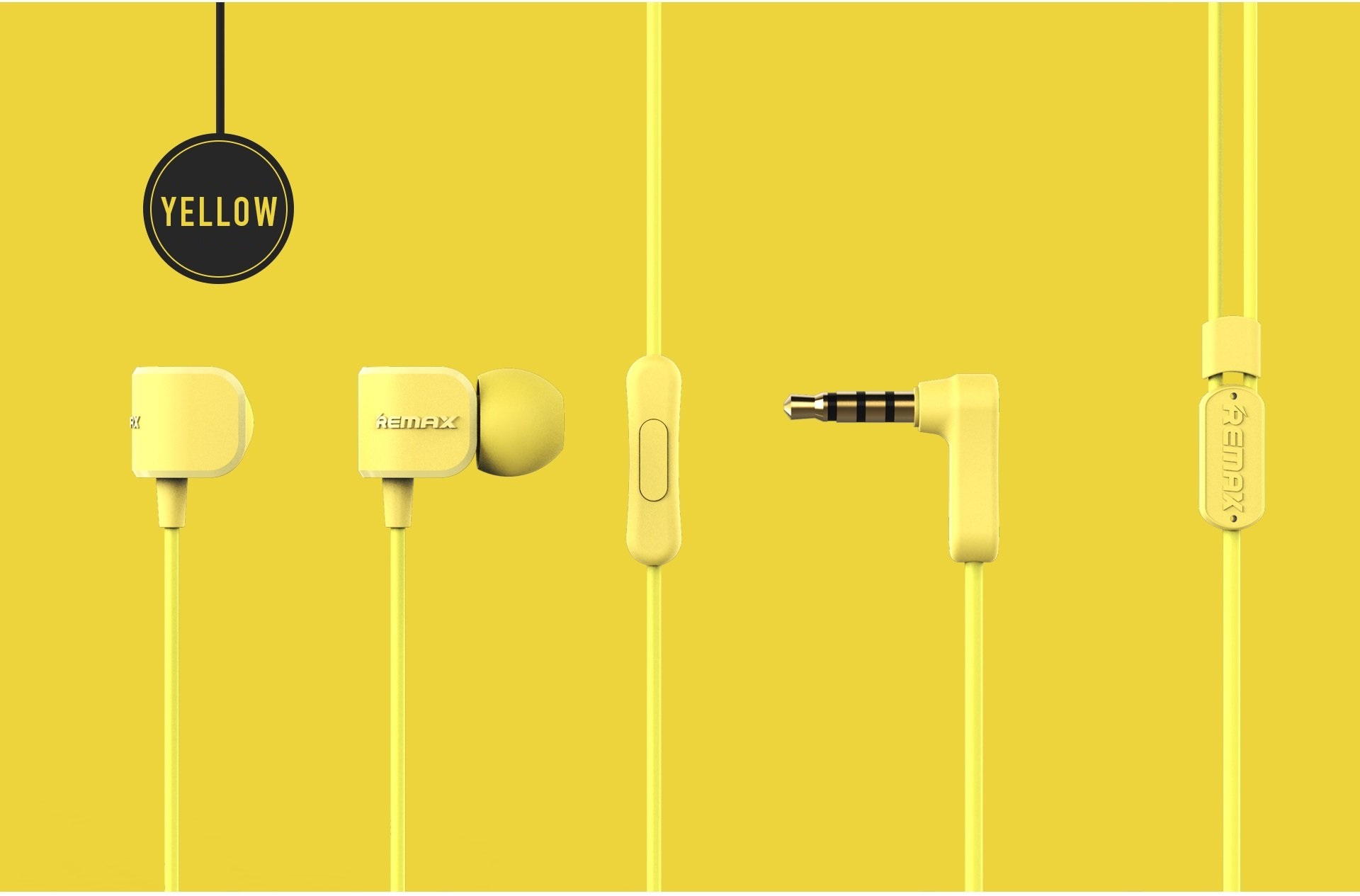 Earphones RM-502 plug 3.5mm build-in microphone yellow