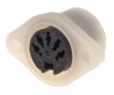 Connector C3 5-way, DIN, socket-F, on panel, straight, soldering, white