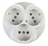 Socket outlet 16A, 250VAC, triple, white, for built-in, schuko