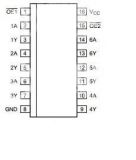 Интегрална схема 74HC366, TTL съвместима, Hex buffer/line driver; 3-state; inverting, DIP16 - 2 - Викиват Интегрална схема 74HC366, TTL съвместима, Hex buffer/line driver; 3-state; inverting, DIP16 - 2