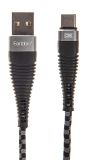 Кабел USB EC-022C, Type-C, USB-A M, 1m, черен/сив
