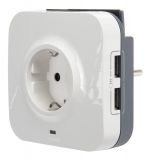 Plug-In Power Extender with surge protection, 1x schuko, 2x USB ports, 16A, 230VAC, LEGRAND 694671