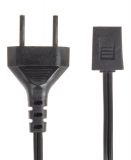 Захранващ кабел за вентилатор 2x0.75mm2, 1.86m, черен, поливинилхлорид (PVC)