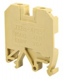 Редова клема, едноредова, JXBs-4/35, 4mm2, 20A, 660V, жълта
