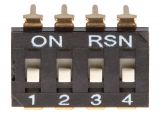 Микропревключвател DIP плъзгач, 4 секции, 0.05A/12VDC, ON-OFF, THT