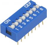 Микропревключвател DIP плъзгач, 8 секции, 0.05A/12VDC, ON-OFF, THT