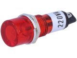 Лампа индикаторна, неонова, NI-1RD, 220VAC, червена