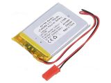 Rechargeable battery 3.7V, 750mAh, Li-Po, with wires and socket, AKY0383, AKYGA BATTERY