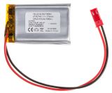 Rechargeable battery 3.7V, 900mAh, Li-Po, with wires and socket