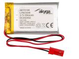 Rechargeable battery 3.7V, 850mAh, Li-Po, with wires and socket, AKY0108, AKYGA BATTERY