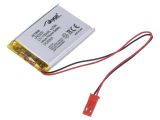 Rechargeable battery 3.7V, 1100mAh, Li-Po, with wires and socket, AKY0646, AKYGA BATTERY