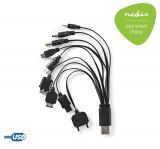Universal USB charging cable 9 in 1, USB - 9 connections, 0.1m, black, PACUSB01, NEDIS