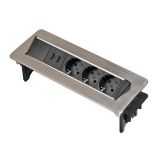 3-way Desk Power Outlet Strip + 2x USB ports, 2m cable, silver, Indesk Power, Brennenstuhl, 1396200113