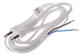 Захранващ кабел, 2x0.75mm2, 3m, двуполюсен, бял