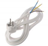 Захранващ кабел 3x1.5mm2, 2m, шуко Г-образно, бял, поливинилхлорид (PVC)