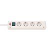 4-way Wall Power Socket Strip with illuminated switch, 1.5m cable, white, Bremounta, Brennenstuhl, 1150650124
 - 1