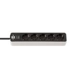 5-way Power Strip, 1.5m cable, with switch, white/black, Ecolor, Brennenstuhl 1153250020