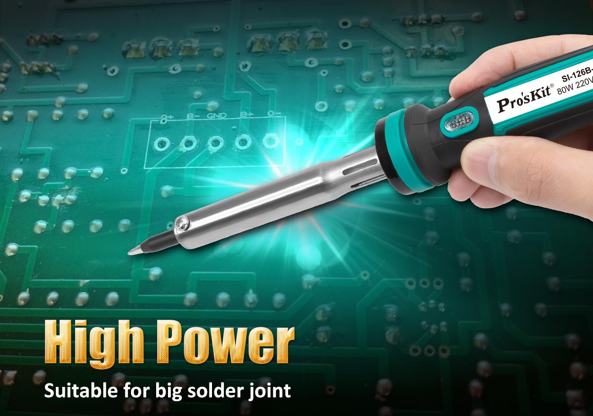 Soldering iron, heating, SI-126B-80, non-adjustable, 230VAC, 80W, conical tip, PRO'S KIT