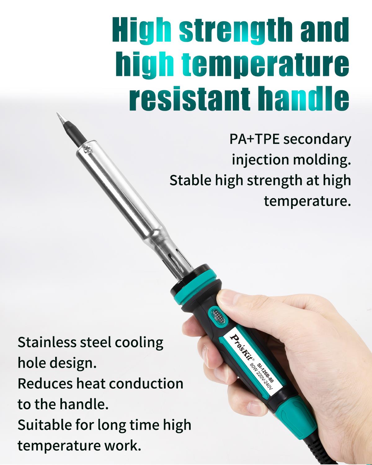 Soldering iron, heating, SI-126B-80, non-adjustable, 230VAC, 80W, conical tip, PRO'S KIT