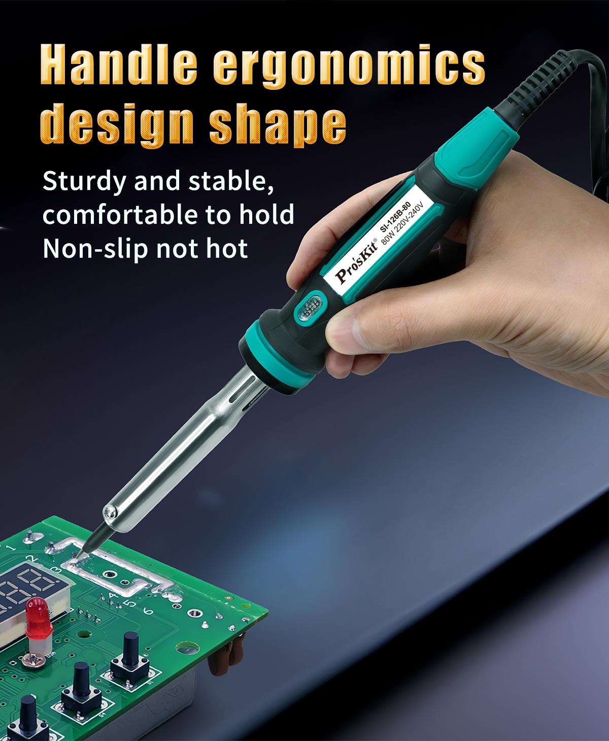 Soldering iron, heating, SI-126B-80, non-adjustable, 230VAC, 80W, conical tip, PRO'S KIT
