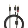Cable stereo plug 3.5 stereo/M, 2xRCA, black, 1m - 1