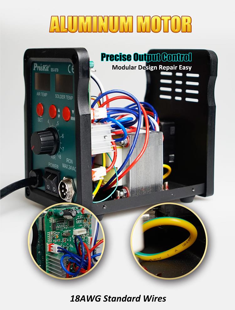 Станция за запояване и горещ въздух, SS-979E, 230VAC, 60W, LED, PRO'S KIT