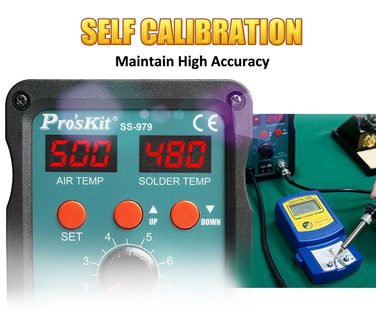 Станция за запояване и горещ въздух, SS-979E, 230VAC, 60W, LED, PRO'S KIT