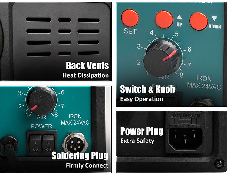 Станция за запояване и горещ въздух, SS-979E, 230VAC, 60W, LED, PRO'S KIT