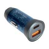 Автомобилно зарядно за телефон с USB Type-C, USB, 43W, син, KM0872, Kruger&Matz