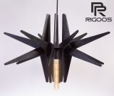 Wooden laser cut lampshade L003BL, black pendel light, E27 base, RIGOOS