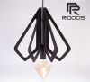 Black chandelier from wood, laser cut lampshade L008BL Rigoos - 1