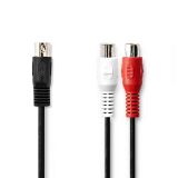 Cable DIN5/M - 2xRCA/F, black, 0.2m, CAGL20250BK02, NEDIS