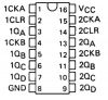 Интегрална схема 74LS390, TTL серия LS, DUAL DECADE COUNTER, DUAL 4-STAGE BINARY COUNTER, DIP16 - 2