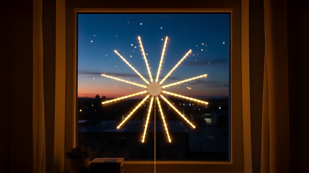 Коледна украса LED звезда, топлo бяла, 132 LED, 14 режима, ZAR0581