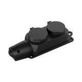 Wet-proof power strip with covers, 2 sockets, IP44, black, BY72-01002, Braytron