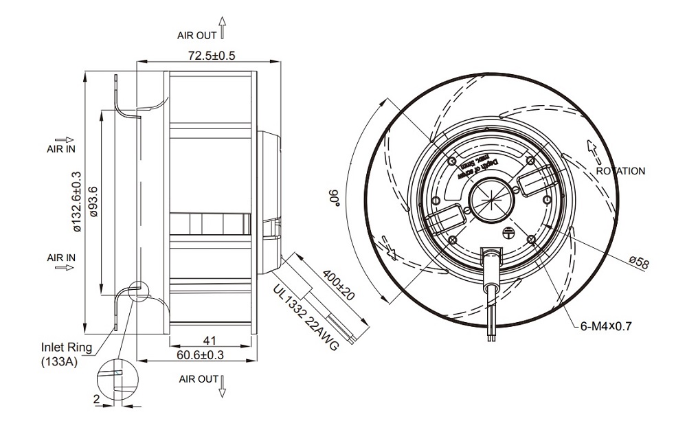 Радиален вентилатор ф133mm