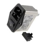 Power socket FYQ04A1, AC, with switch and fuse, 4A, 250VAC, black