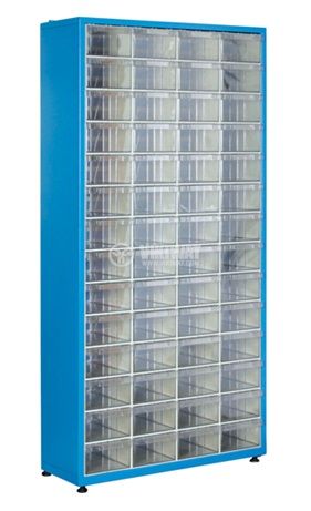 Metal cabinet TMD-501 with 56 plastic drawers blue 900x310x1900mm