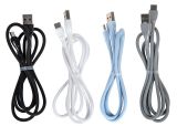 Кабел USB-A/m - USB Type C/m, 1m, бял/син/черен/сив