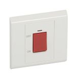 Water heater DP switch, 45A, 250VAC, red neon indicator, white, 617676, LEGRAND
