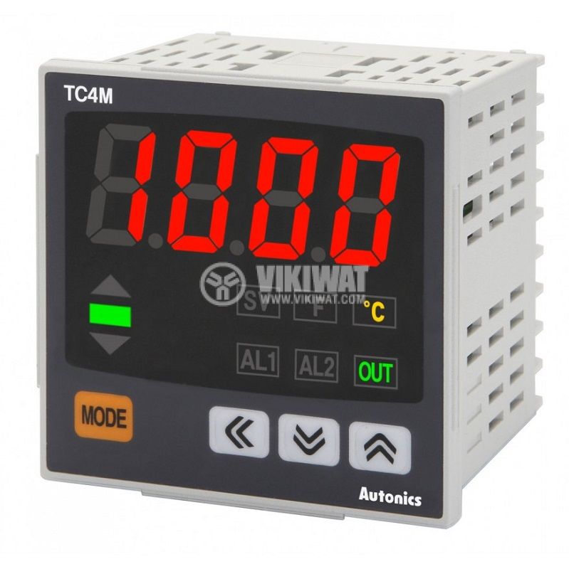 Термоконтролер TC4M-24R,  100~240VAC,  0.1~999.9°C,  Cu50, Pt100, J, K, L,  релеен+2 алармени - 1