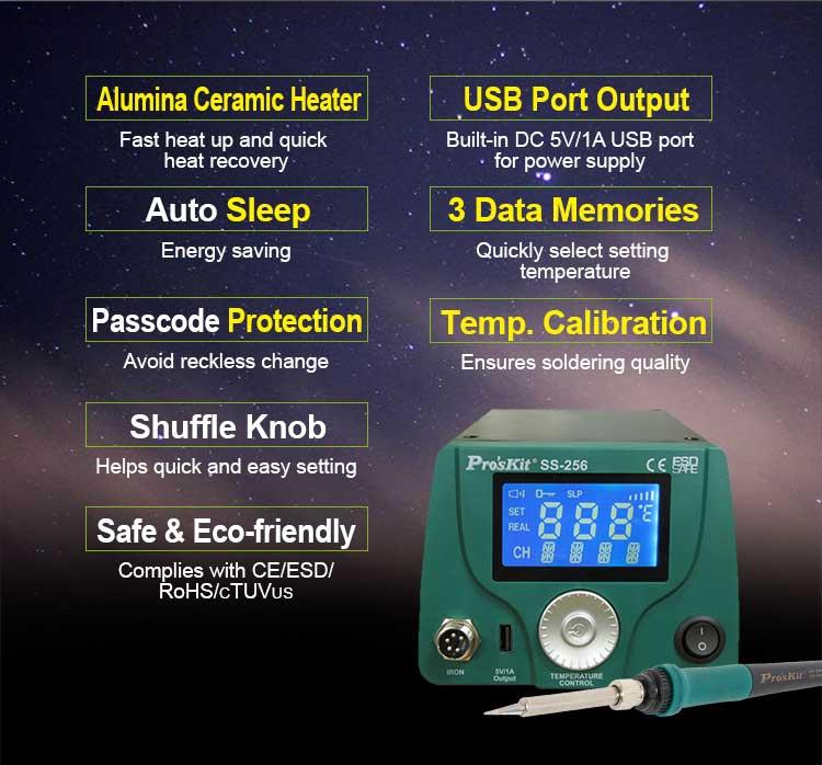 Станция за запояване, 230VAC, 60W, USB, SS-256B, PRO'S KIT