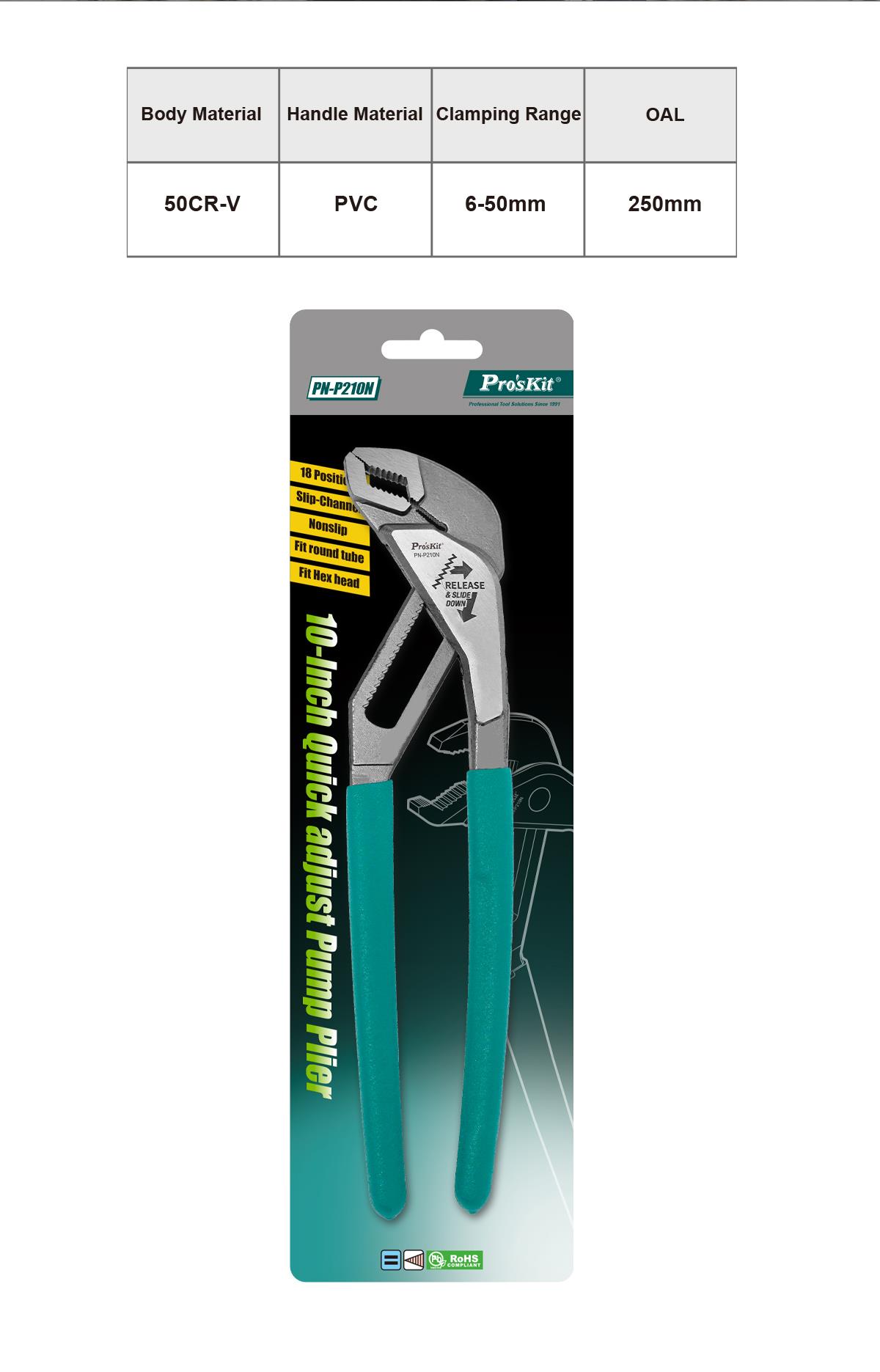 Pliers, 250mm, adjustable, 10