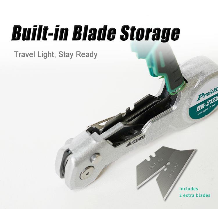 DK-2125 model knife, 2in1, 158x21mm, with tape measure, PRO'S KIT