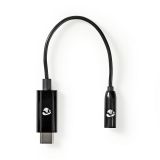 Cable, plug 3.5mm stereo/f - USB-C/m, 0.15m