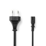 Power cable, 2x0.75mm2, euro plug - IEC-320-C1, 3m, black, PVC, PCGB11040BK30, NEDIS