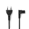 Power cable, 2x0.75mm2, euro plug - IEC-320-C7 (angled), 2m, black, PVC, VLEP11045B20