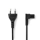 Захранващ кабел, 2x0.75mm2, еврощепсел - IEC-320-C7 (ъглов), 2m, черен, PVC, VLEP11045B20